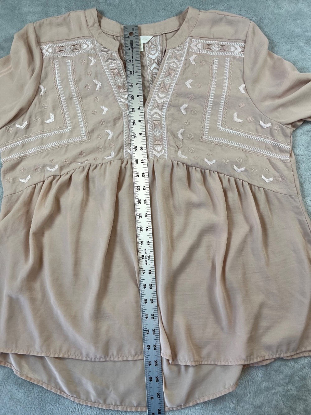 Adiva sz XL Light Neutral Blouse Bohemian Cottagecore Embroidered Romantic - Picture 7 of 13